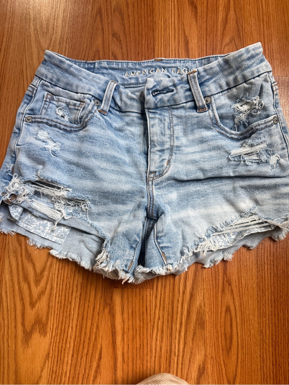 American Eagle Outfitters Light Blue Distressed Denim Cutoff Shorts